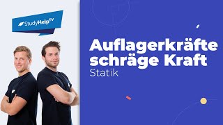 Auflagerkräfte bestimmen mit schräg angreifender Kraft Technische Mechanik StudyHelp [upl. by Aninaig665]