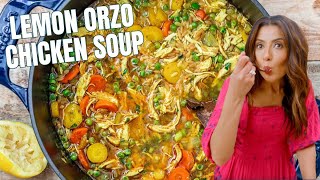 Lemon Chicken Orzo Soup Healthy and BudgetFriendly [upl. by Hammond989]