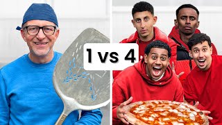 1 Pizzabakker vs 4 Youtubers Wie Bakt de Beste Pizzas [upl. by Kinnard]