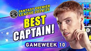 GW10 BEST FPL CAPTAIN  Fantasy Premier League Tips 2425 [upl. by Lurette80]