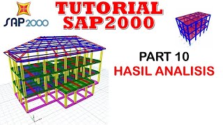 TUTORIAL SAP2000 PART 10 ll HASIL ANALISIS [upl. by Aneala867]