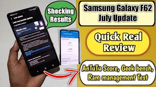 Samsung Galaxy f62 July Update Review  galaxy f62 latest update  what inprovement  antutu score [upl. by Einnahpets219]