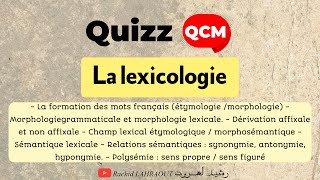 QCM  quizz autour de la lexicologie  Dérivation affixale et non affixale  hyponymie  Polysémie… [upl. by Ilamad]