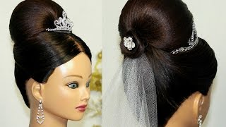 Bridal Updo Bun hairstyle for medium long hair [upl. by Olympia991]