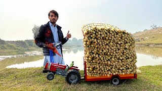 mf 385 tractor power test  handmade mini mf tractor  sugarcane trolley video  Nadeem Gola [upl. by Ramel]