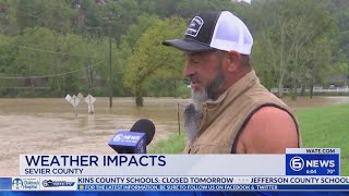 Sevier County residents forced to navigate roads closed by flooding [upl. by Arihsat]