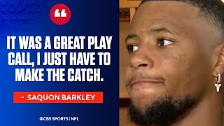 Saquon Barkley reacts to crucial drop that kept Falcons alive in the 4th quarter  Press Conference [upl. by Darcie]