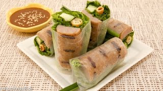 Grilled Pork Sausage Fresh Spring Rolls Nem Nuong Cuon [upl. by Meehahs]