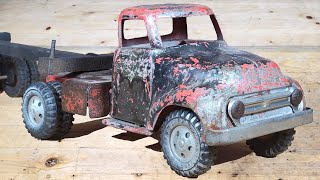 1955 Tonka Log Hauler Semi Truck and Trailer Restoration [upl. by Nosauq]