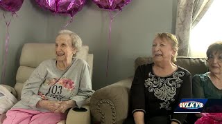 Louisville woman celebrates 103rd birthday with 5 generations of family [upl. by Novart]