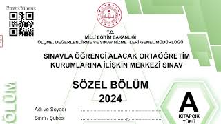 LGS soru ve cevapları LGS 2024 soruları 2024 LGS Türkçe LGS soruları [upl. by Michiko]