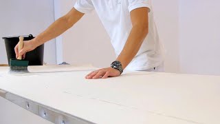 How to hang wallpaper with paper backing  Pasting the product [upl. by Suertemed963]