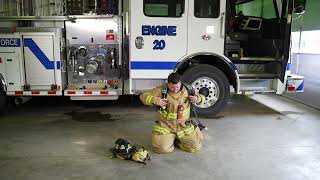 Donning Firefighter Turnout Gear TOG and SelfContained Breathing Apparatus SCBA [upl. by Stanwinn]