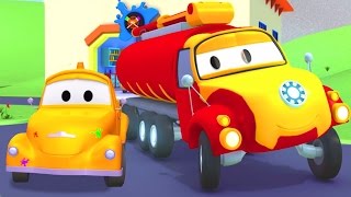 Tom the Tow trucks Paint Shop  the Tanker Truck is Iron Man the Superheroes Cartoons for Kids 😃 [upl. by Liza56]