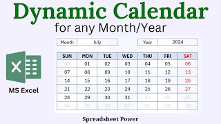 Dynamic Calendar for Any Month and Year in Excel [upl. by Yraillih]