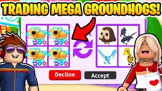 Cammy Trades The NEW MEGA GROUNDHOG in Adopt ME LIVE Roblox [upl. by Alenairam]