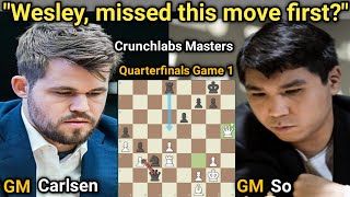 Magnus Carlsen VS Wesley So  Crunchlabs Masters GCT  Losers Bracket Quarterfinals Game 1 [upl. by Whyte]