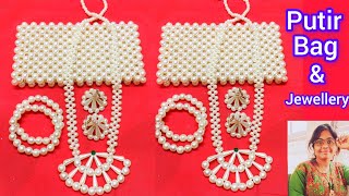 how to make a beaded purse amp jewellery putir kaj putir bag 2CHANDICRAFTS [upl. by Koorb]