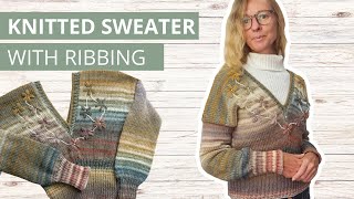 Sentro knitting machine sweater tutorial with RIBBING  Addi Knitting machine Pattern [upl. by Aztiraj]