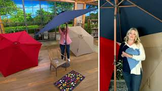 9 Crank amp Tilt Woodgrain Pole Patio Umbrella with Sunbrella Fabric on QVC [upl. by Agnola742]