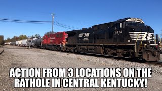 Norfolk Southern Rathole action from 3 locations North Danville Burgin and Wilmore [upl. by Nahttam]