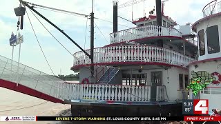 High river levels keep Riverboat Cruises docked near Arch as US Coast Guard restricts river usage [upl. by Chaudoin124]