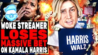 Woke Streamer Bets Nearly 1 MILLION On Kamala Harris AND LOSES Has Live MELTDOWN [upl. by Ddej]