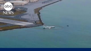 Navy plane goes into bay after overshooting runway in Hawaii [upl. by Enahsed]