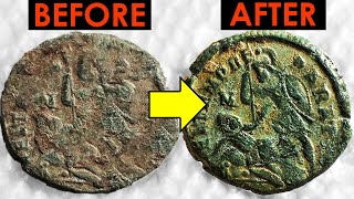 Roman Coin Restoration  Soldier Spearing Barbarian [upl. by Asirral675]