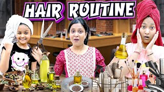 Jinni Dhwani Hair Care Routine 🤩 Long Hair  Which Oil for Hair🤔  Cute Sisters [upl. by Linehan706]