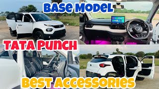 Tata Punch Base Model Full Accessories Fittings  City Car Decors [upl. by Brade]