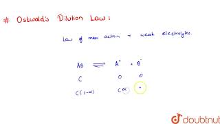 OSTWALD\S DILUTION LAW [upl. by Aalst]