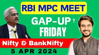 Nifty and BankNifty Prediction for Friday 5 Apr 2024  BankNifty Option Tomorrow  Rishi Money [upl. by Seerdi]