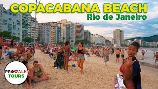 Copacabana Beach Evening Walk  Rio de Janeiro 🇧🇷  4K60fps with Captions [upl. by Nylg]