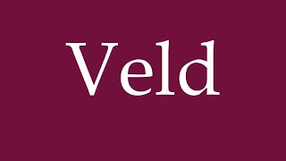 How to Pronounce Veld Correctly in German [upl. by Yna]