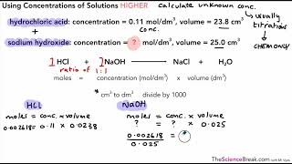 Using Concentrations of Solutions titration calculations for AQA 91 GCSE Chemistry [upl. by Cowie225]