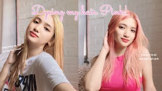 How i bleached and dye my hair PINK at home bremod 1045 very light ash pink [upl. by Jc]