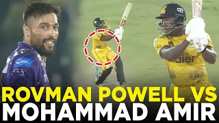 PSL 9  Rovman Powell vs Mohammad Amir  Peshawar Zalmi vs Quetta Gladiators  Match 25  M2A1A [upl. by Hirst]