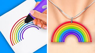 Cute Polymer Clay and 3D Pen Jewelry  Easy Craft Ideas [upl. by Suitangi765]