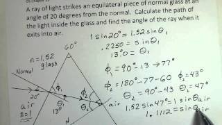 Refraction of Ray in Triangle Producing Total Internal Reflection [upl. by Orola754]