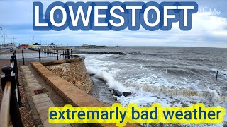 Extremarly bad weather in Lowestoft district of Suffolk England virtual walk video [upl. by Eugnimod96]