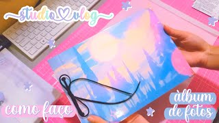 Como faço álbum de fotos artesanal estilo Scrapbook ⭐  Studio Vlog 😻  Papelaria Lunar 🌙 [upl. by Ielhsa]