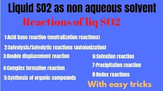 liq SO2 as non aqueous solventstudy of Reactions in liq SO2non aqueous solvents [upl. by Linus]