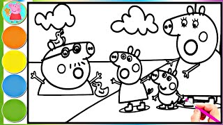 Peppa Pigs family in the pool full episode  Peppa Pigs coloring page [upl. by Arhaz]