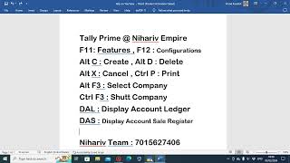 TallyPrime Shortcut Commands by Nihariv Empire Team Tally Prime  Power of Simplicity [upl. by Klusek]