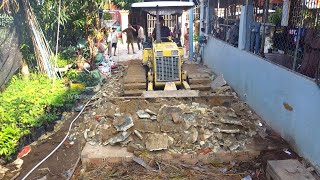 First Start A New Project Landfill 5x25m By Technique Skill Operator D20P Dozer Pushing Stone Trash [upl. by Hassadah]