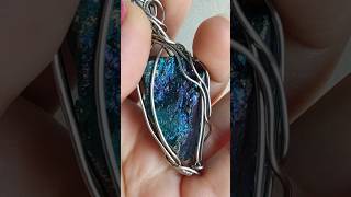 Piatra pandantiv Calcopirita stainlesssteel handmade jewellery crystals pendant wirejewelry [upl. by Knudson]