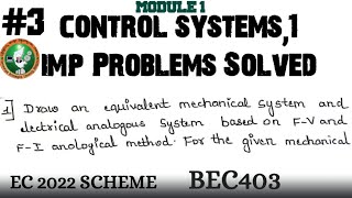 3 Control Systems 1 IMP Problem Explained Module 1  4th Sem ECE 2022 Scheme VTU  BEC403 [upl. by Notyal]