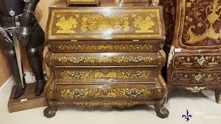 Antique Dutch Burr Walnut Floral Marquetry Bureau c1780 [upl. by Aihsitan864]