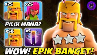 STRATEGI EPIK DALAM WAR BARCER BARBARIAN ARCHER ATAU BARBAT BARBARIAN BAT SPELL  COC INDONESIA [upl. by Nhabois]